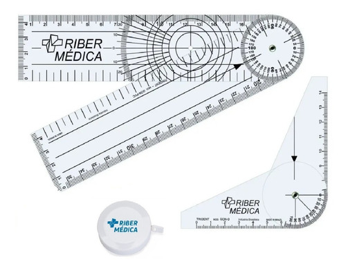 Kit Fisioterapia Goniômetro Grande E Pequeno + Trena - Riber