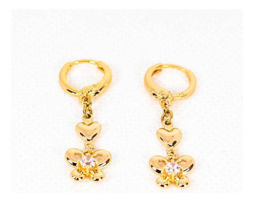 Aretes Forma De Flor Con Zirconia Oro Laminado 18k