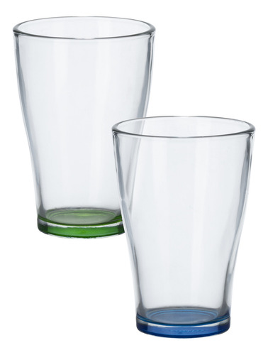 Juego De 6 Vasos De Vidrio 240 Ml Con Fondo De Color Color Varios