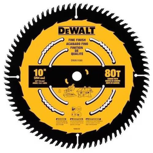 Disco Sierra Dewalt Dwa11080 10 - 80d Eje 5/8 