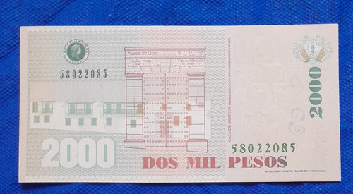 Billete De 2000 Pesos , Estado Unc, Con Serie Radar 8624