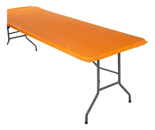 Mantel Rectangular De Plástico Color Naranja, 8 Pies