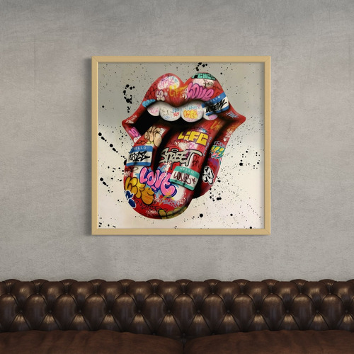 Cuadro Con Vidrio - The Rolling Stones - Lengua 60x60cm 