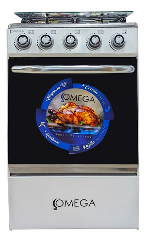 Cocina A Gas 4 H C/tapa De Vidrio Parrilla Gruesa Blanca Ome