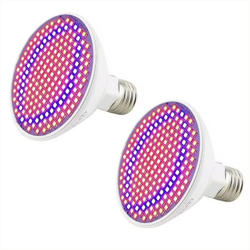 Pack 2 Ampolletas E27 200 Led Full Spectrum Cultivo Indoor