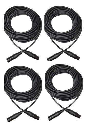 4x Cable Para Micrófono 10 Metros Canon Macho A Hembra Xlr