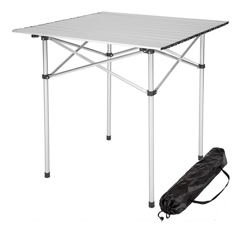 Mesa Aluminio Plegable Camping 70x70 Liviana + Bolso