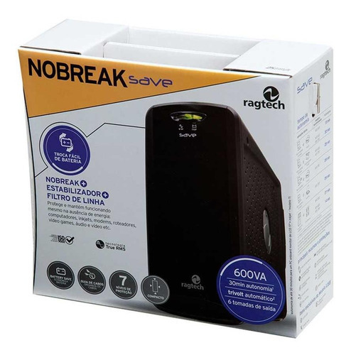 Nobreak New Save Home 600va Monovolt Ragtech 20nsh4126