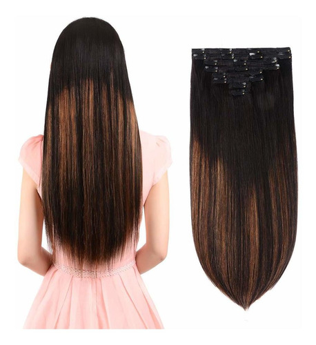 Extensiones De Pelo Humano Real Tipo Remy Con Clip, 8 Piezas