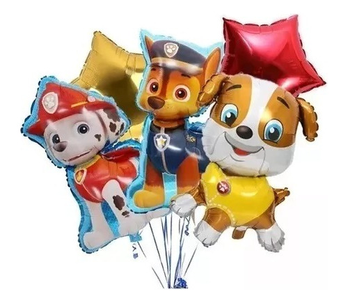 Set De 5 Globos Metalizados Patrulla Canina Paw Patrol