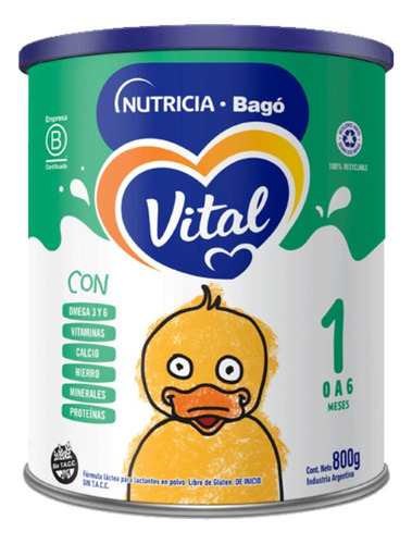 Leche Vital 1 Bebe Infantil Bifibras X 800g Nutricia Bago