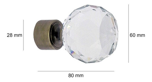 Ponteira Para Varao De Cortina Bola De Cristal Vettra 28mm