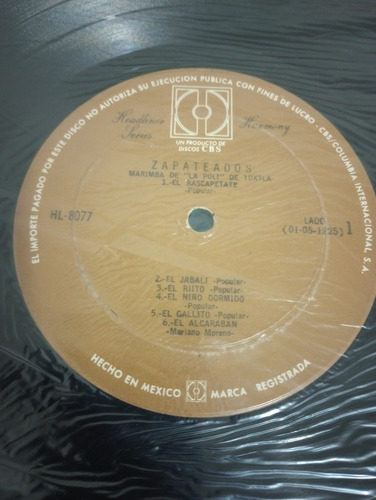 Lp Vinil Marimba La Poli De Tuxtla - Zapateados (Usado)