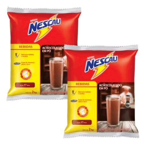 Kit 2 Pct Achocolatado Em Pó Nescau Nestlé Embalagem 2 Kilos