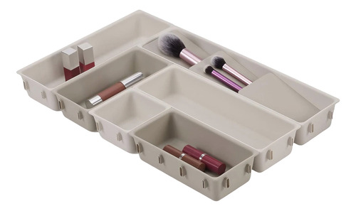 Organizador Encastrable Maquillaje Cajón Separador X6 Piezas Crema-pastel
