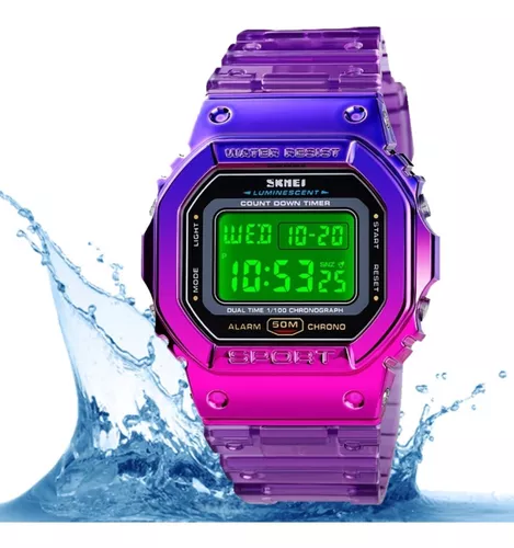 Relojes digitales para mujer con alarma 5ATM, resistente al agua, reloj  deportivo con retroiluminación LED, calendario, simple reloj de pulsera de