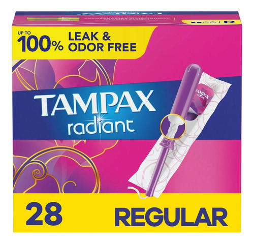 Tampax Radiant Ligth, Paquete De 3 Cajas Con 28 Tampones