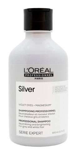 Shampoo Loreal Silver Para Cabellos Grises Y Blancos 300 Ml