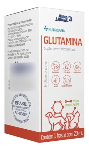 Suplemento Alimentar Glutamina 20ml Mundo Animal Nutrisana