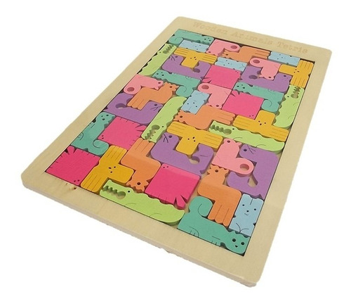 Rompecabezas Animales Juego Madera Tetris Adultos Y Niños 