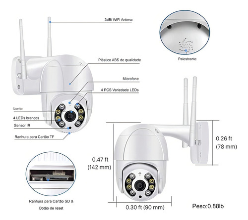 Wifi Smart Camera Speed Home Abq-a8 Câmera Externa Branca