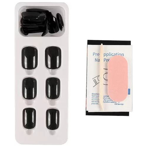 24 Unhas Em Gel One Love Autocolantes - A Cor Cor Preto