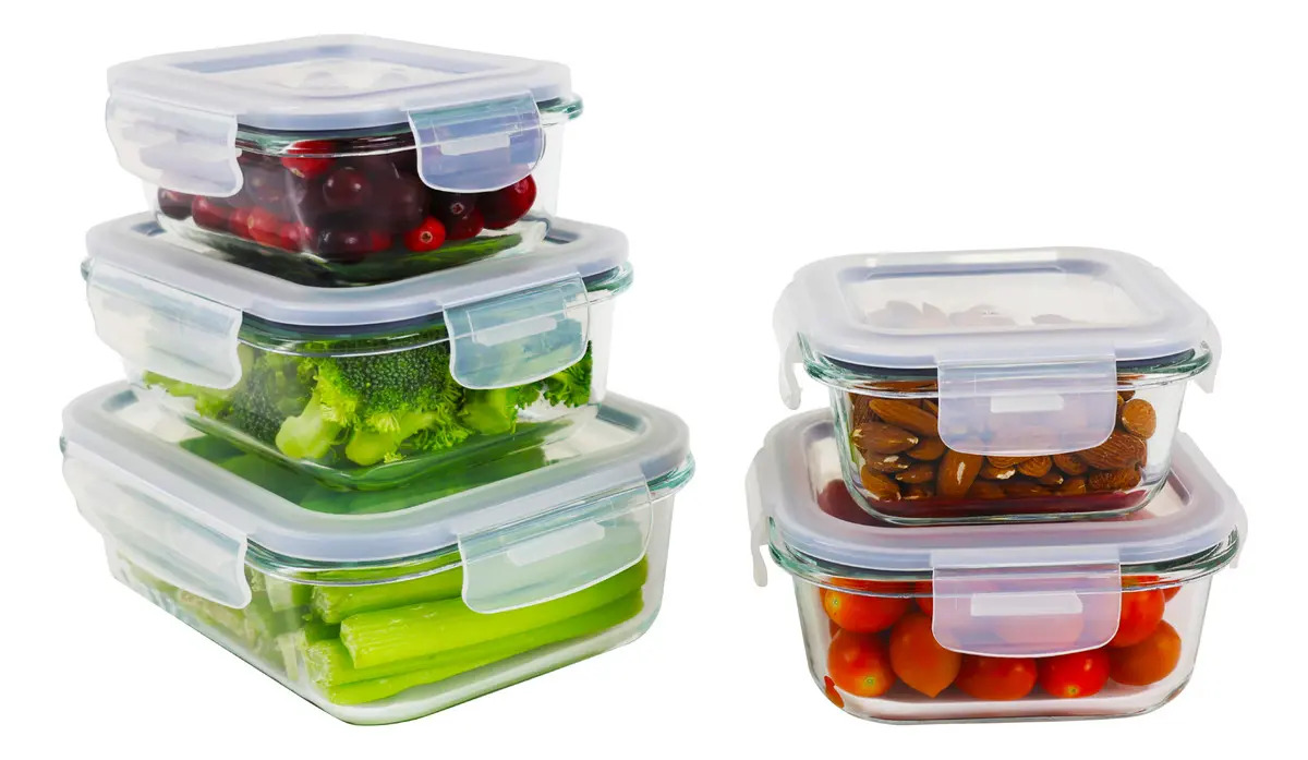 Contenedores De Vidrio Herméticos Con Tapa 5 Toper 10 Pz Color Transparente