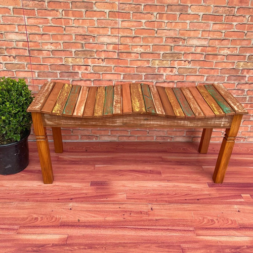 Banqueta Banco De Madeira Demolição Puff Jardim 2 Lugares