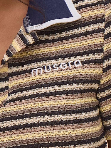 Crop Top Polo Chomba Hilo Rayado Colorido Importado