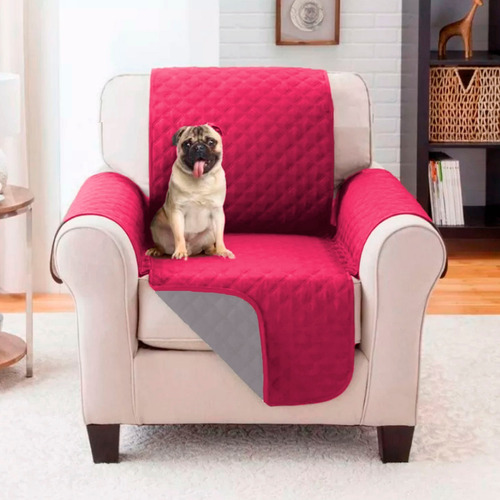 Imagen 1 de 2 de Protector De Sofa 1 Puestos Doble Faz Vinotinto - Gris