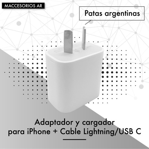Imagen 2 de 10 de Cargador Usb C 20w + Cable Usb C Lightning Compatible iPhone