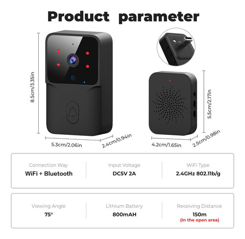 Timbre Wifi Cámara Inalámbrica A Pilas Para El Hogar
