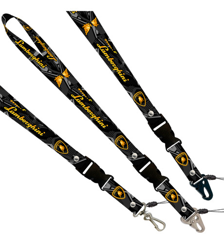 Lanyard, Cinta Porta Gafete Con Broche, Lamborghini Black