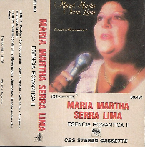 Maria Martha Serra Lima Album Esencia Romantica Ii Cassette