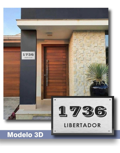 Imagen 2 de 10 de Placa Acero Inoxidable Número Frente De Casa Dirección