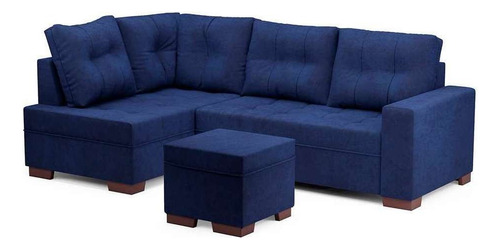 Sofá De Canto 6 Lugares Gávea Suede Azul