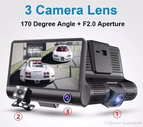 Imagen 1 de 6 de Cámara Vehículo Hd Dvr 3 Lentes