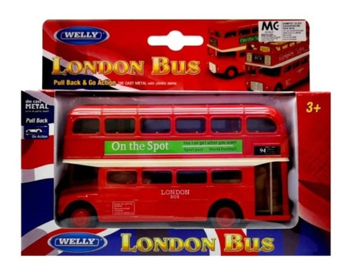 Auto De Colección Welly London Bus Piso Doble Escala 1:34