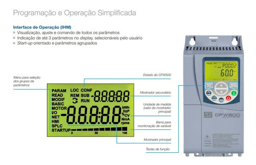 Inversor Frequência Trifásico C Igbt Weg 7,5cv 220v Cfw500