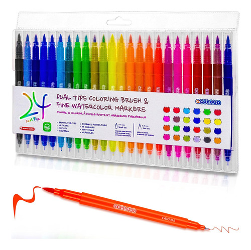 Marcadores De Pintura De Acuarela De 24 Colores, Juego De Ma