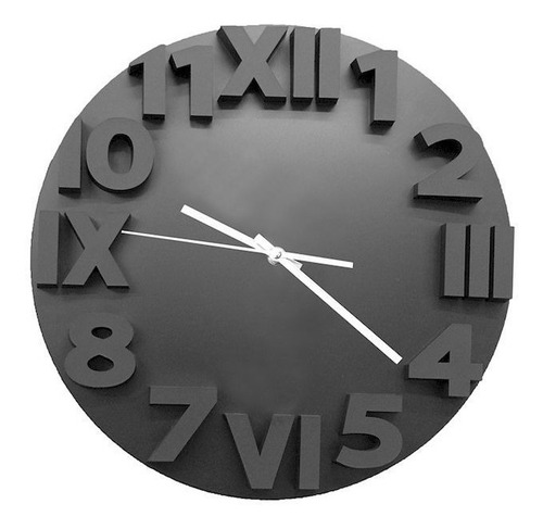 Imagen 1 de 4 de Reloj De Pared Rjp 1064 Negro Agujas Metálicas | Giveaway