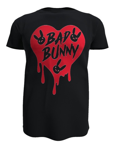 Polera Bad Bunny, Corazon, 100% Algodón