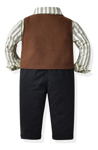 Conjunto Formal Para Niños Ropa De Fiesta Moño Tirantes Marrón 6 Años