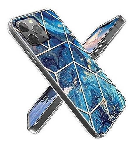 Funda Compatible Con iPhone 11 Pro Mármol Color Azul Marino