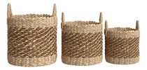 Comprar Set 3 Cestos Leñeros Maceteros Canastos Yute Seagras Natural