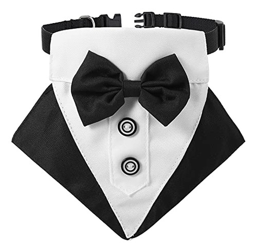 Tuxedo Bandana Perro Boda - Collar Ajustable Con Corbata Y