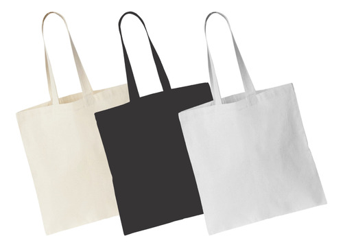 10 Totebag De Manta 35x40cm 100% Algodón Sanforizado Colores Negro Manta Prelavada