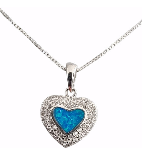 Collar Corazón Opalo Plata 925 Circones Mujer