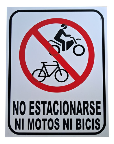 Letrero Lámina 35x45cms No Estacionar Motos Ni Bicis