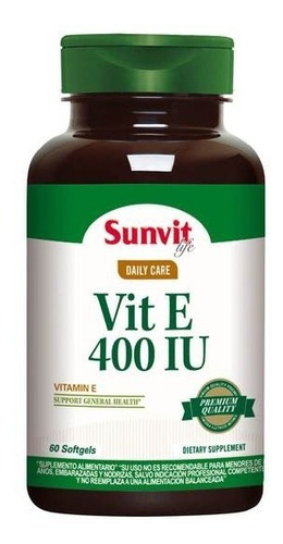 Imagen 1 de 2 de Vitamina E 400 Iu (60 Softgel) Sunvit Life